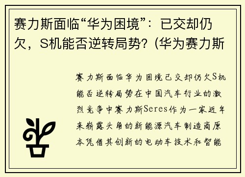 赛力斯面临“华为困境”：已交却仍欠，S机能否逆转局势？(华为赛力斯销量如何)