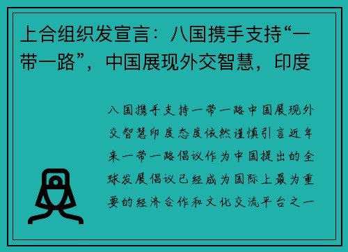 上合组织发宣言：八国携手支持“一带一路”，中国展现外交智慧，印度态度依然谨慎